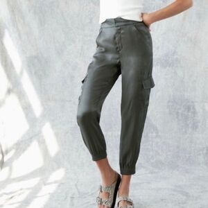 Anthropologie Metallic Shimmer Utility Cargo Joggere
